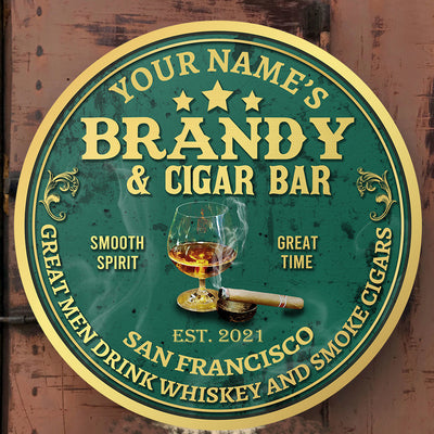 89Customized Brandy & Cigar bar Customized Wood Sign