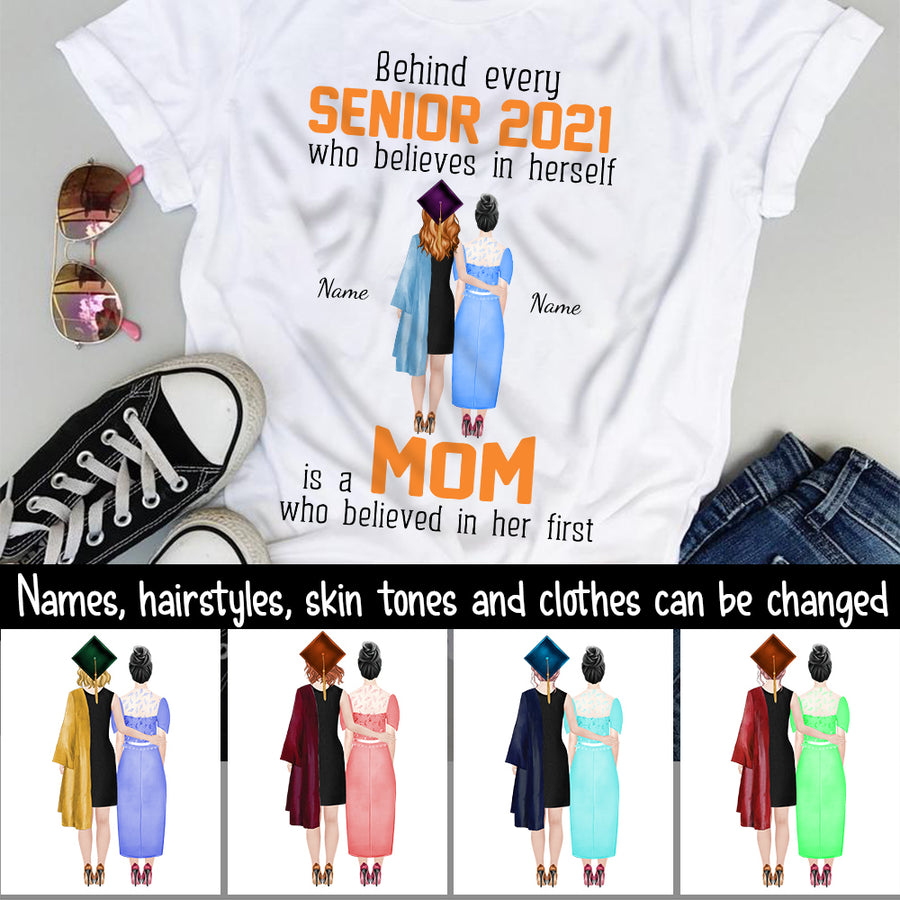 89Customized Mom and daughter senior 2021 graduation personalized shirt