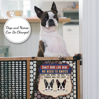 89Customized Keep Gate Closed Funny Dogs Shield Metal Sign