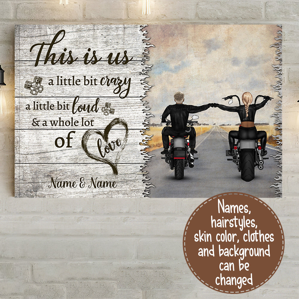 89Customized Biker Couple Horizontal Poster