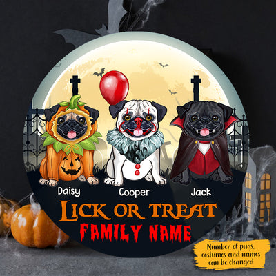 89Customized Lick Or Treat Pugs Welcome Personalized Wood Sign