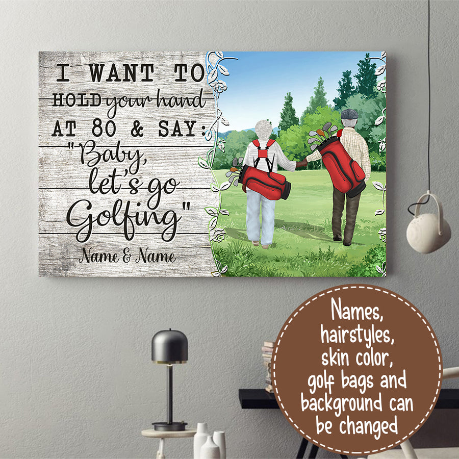 89Customized Baby Let's Go Golfing Old Couple Poster