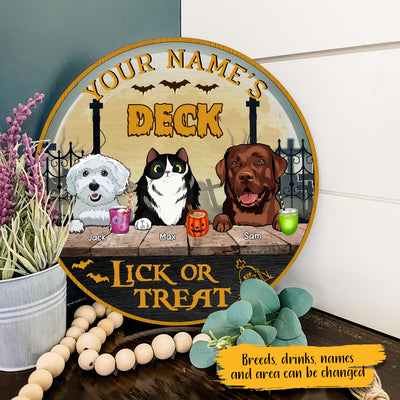 89Customized Halloween Dogs/Cats Welcome To Our Backyard/Deck/Patio Personalized Wood Sign