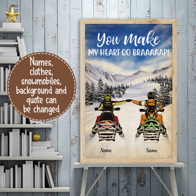 89Customized Snowmobiling Couple Vertical Poster 2