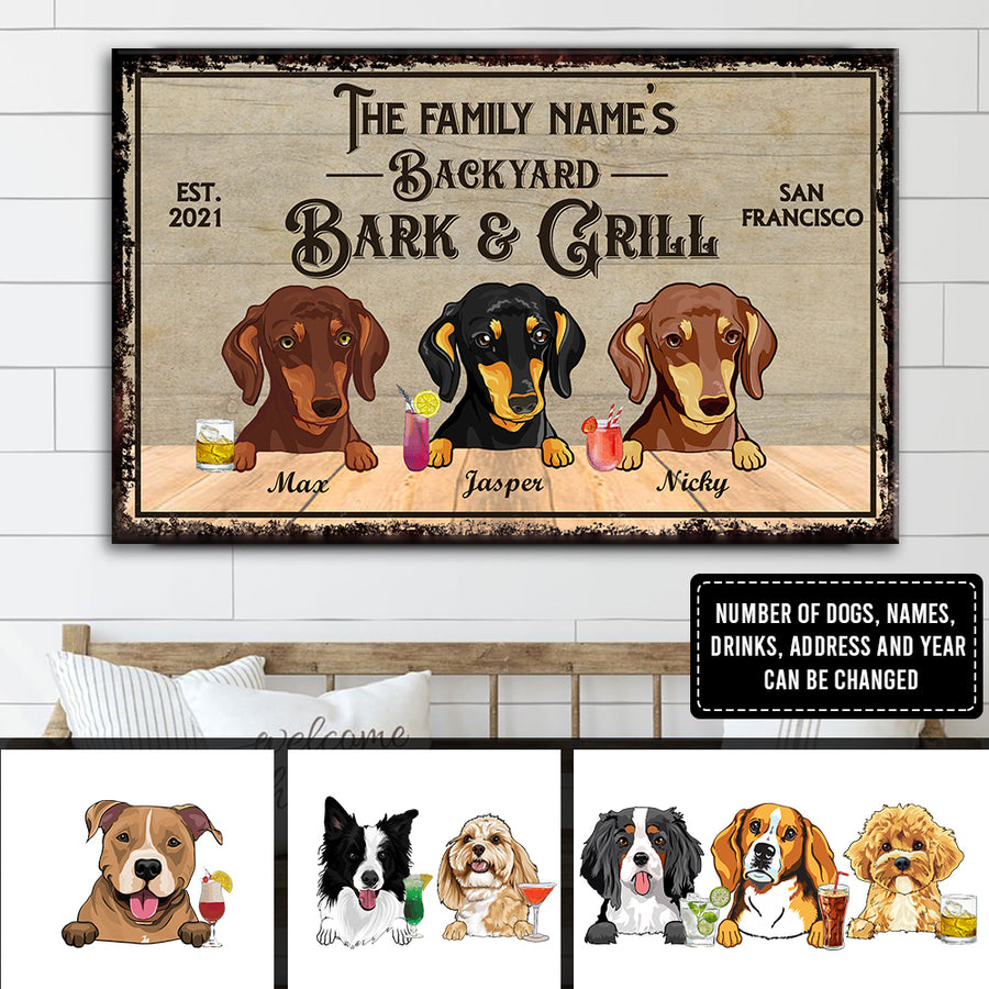 89Customized Dogs Backyard Bar & Grill Personalized Pallet Sign