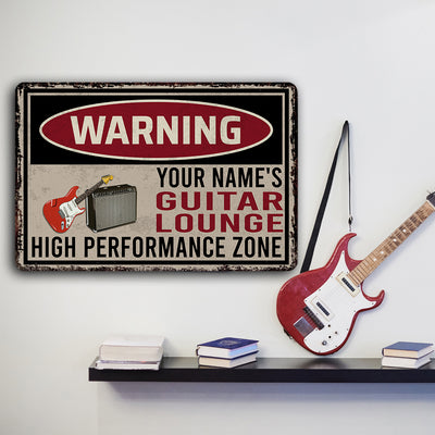 89Customized Guitar lounge high performance zone personalized printed metal sign