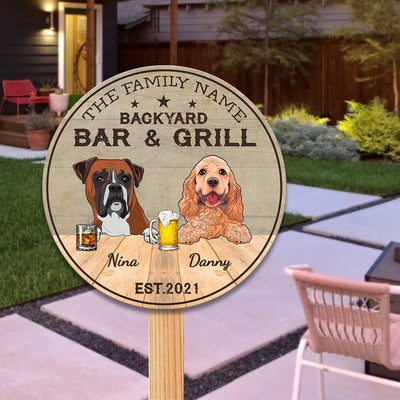 89Customized Backyard Bar & Grill Personalized Wood Sign up to 5 Dogs