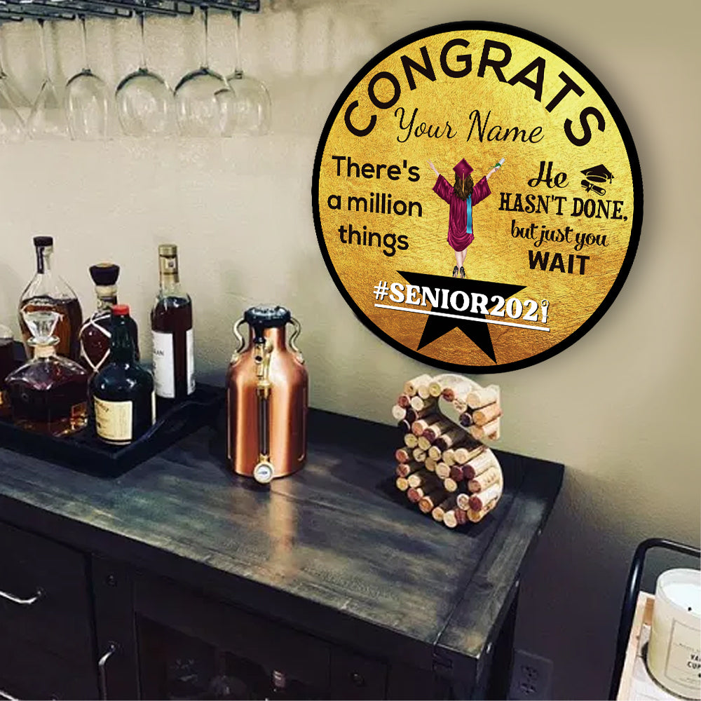 89Customized A million things hasn't done senior 2021 graduation personalized wood sign