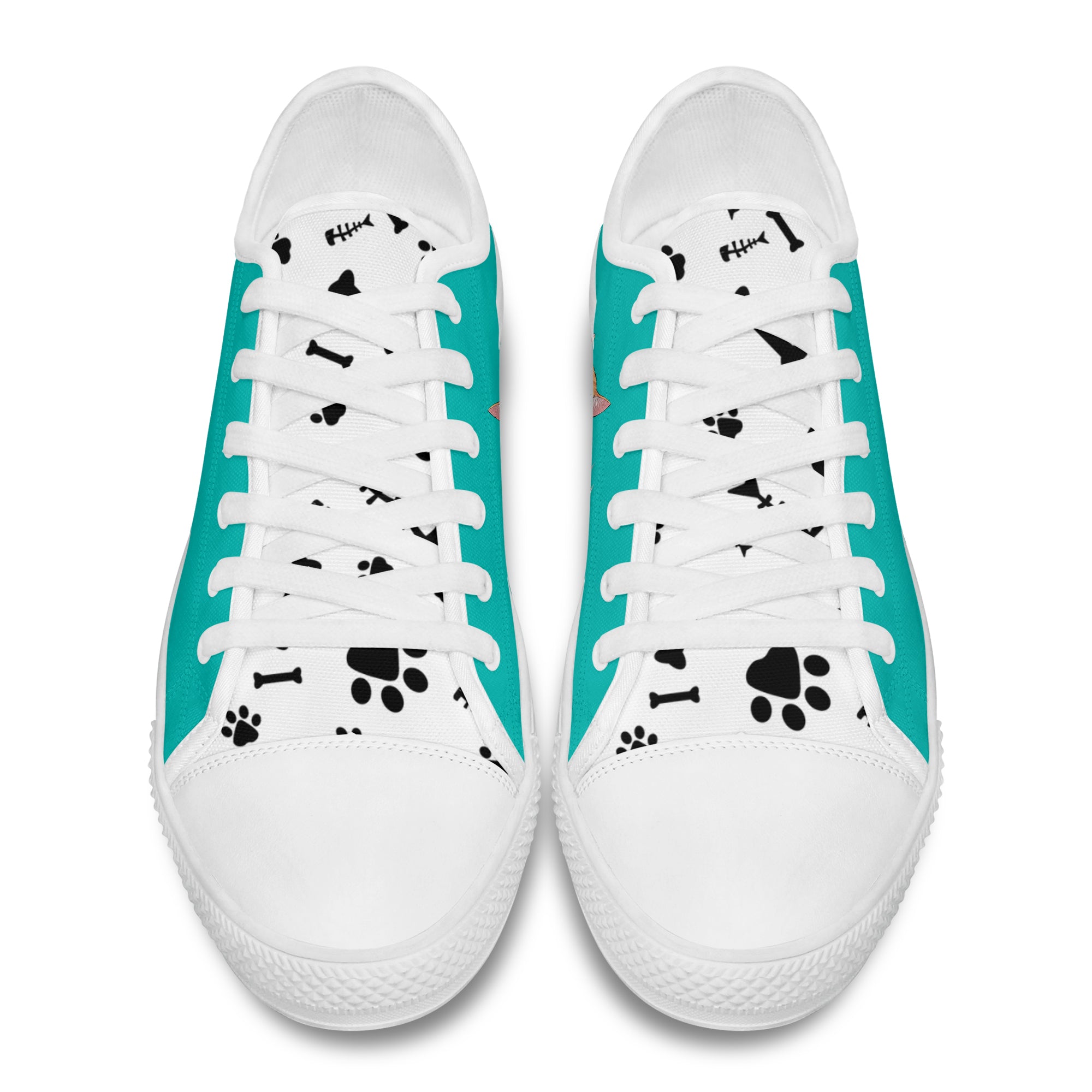 89Customized Funny Dog and Cat Customized White Low Top Shoes