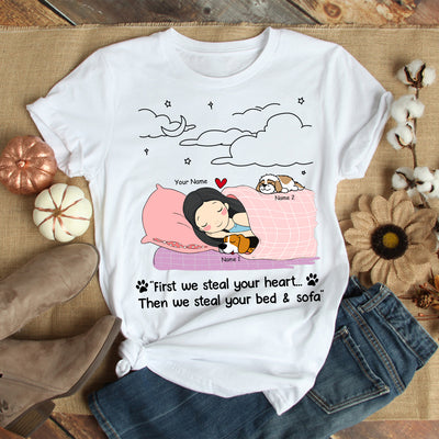 89Customized Personalized Shirt Dog Mom We Steal Your Bed & Sofa