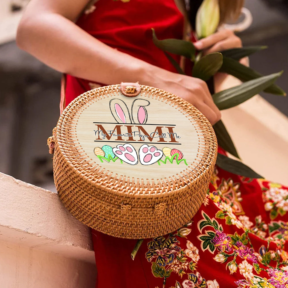 89 Customeized  My favorite peeps call me Mimi personalized rattan straw bag