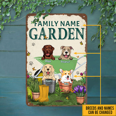 89Customized Happy Garden With Our Dogs Personalized Printed Metal Sign