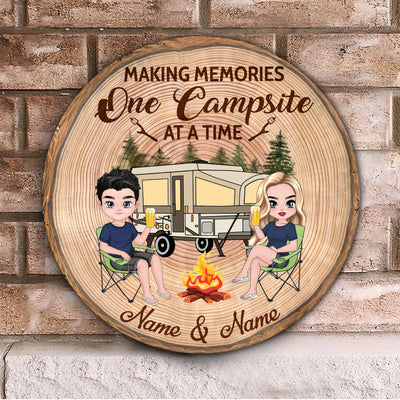 89 Customeized Making memories one campsite at a time Doll Camping Couple Ver.5 Personalized Wood Sign