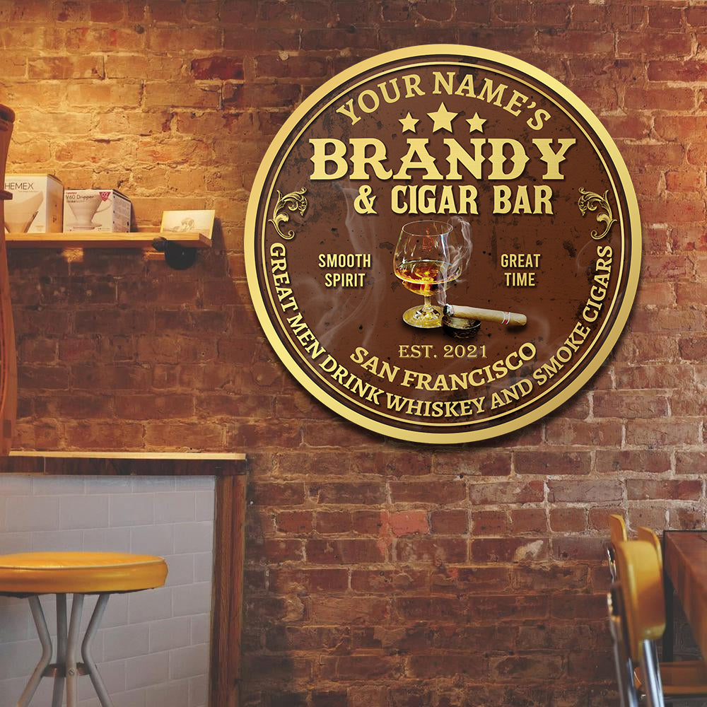 89Customized Brandy & Cigar bar Customized Wood Sign