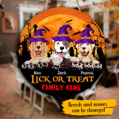 89Customized Lick Or Treat Dogs Welcome Personalized Wood sign