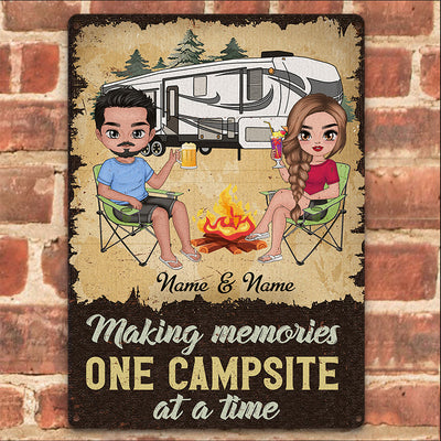 89 Customeized Making memories one campsite at a time Doll Camping Couple Ver.4 Personalized Metal Sign