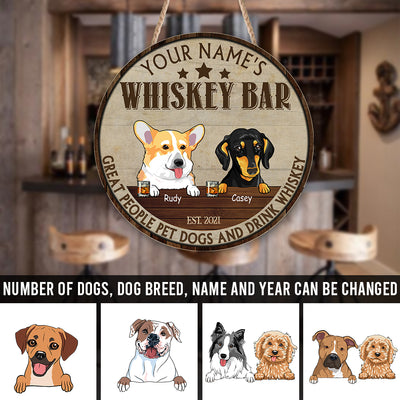 89Customized Great people pet dog and drink whiskey Customized Wood Sign