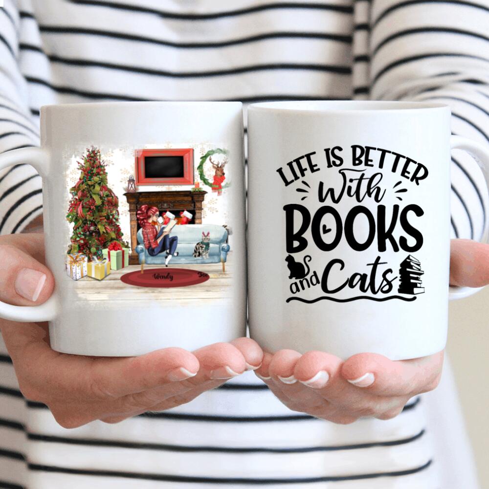 Personalized Mug Christmas Gift Life Is Better With Books And Cats