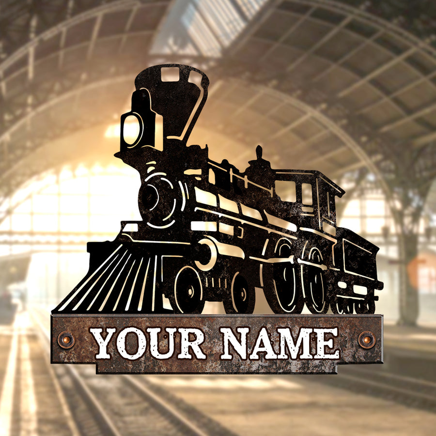 89Customized Train personalized cut metal sign