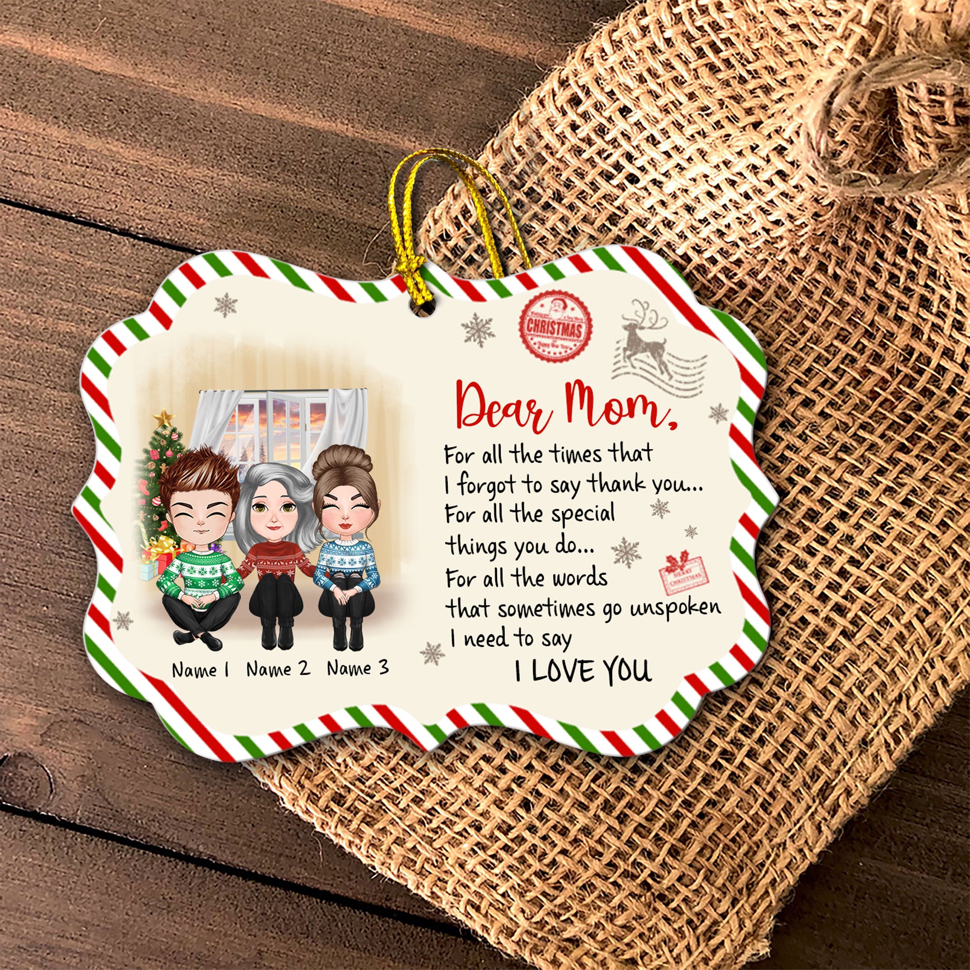 89Customized Dear mom For all the times that I forgot to say thank you Personalized Ornament