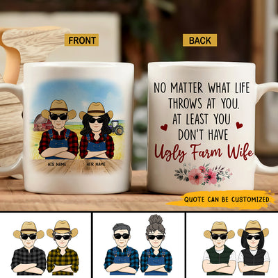 89Customized I love you even though you snore like a tractor Couple Farmer Personalized Mug
