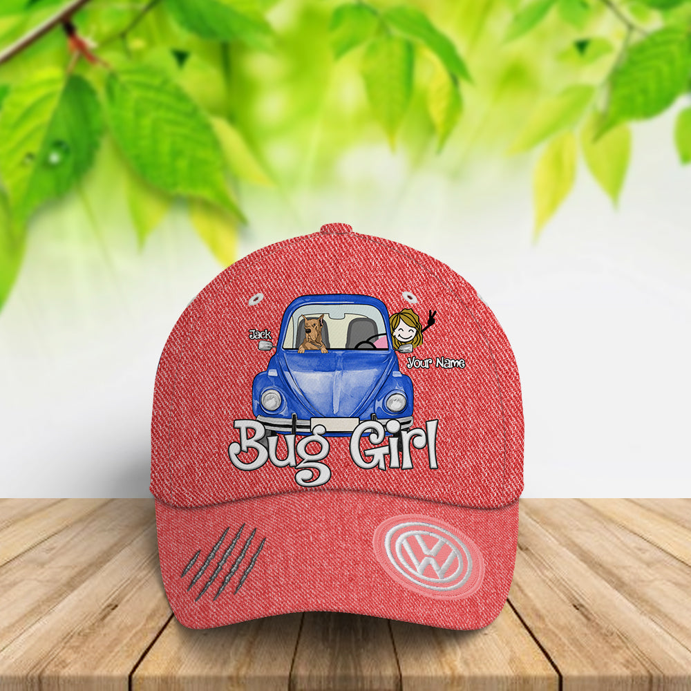 89Customized Personalized Cap VW Beetle Bug Girl Dog
