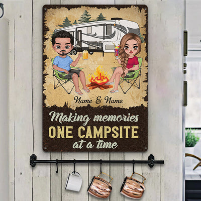 89 Customeized Making memories one campsite at a time Doll Camping Couple Ver.4 Personalized Metal Sign