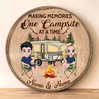 89 Customeized Making memories one campsite at a time Doll Camping Couple Ver.5 Personalized Wood Sign