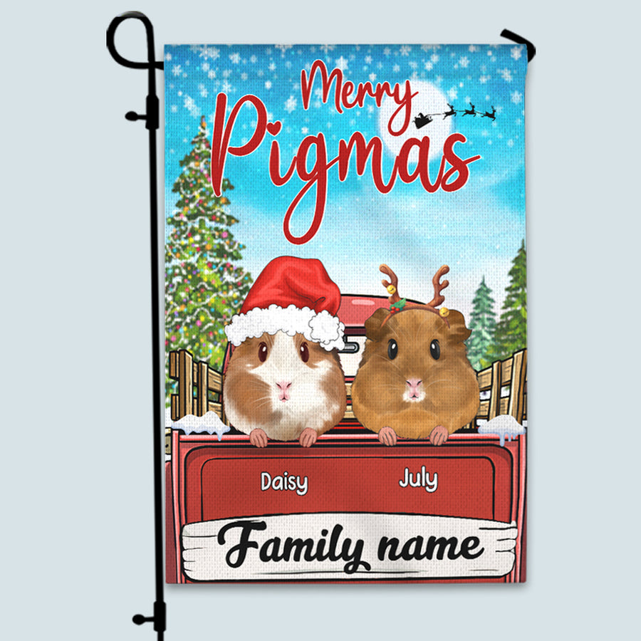 89Customized Merry Pigmas Guinea Pig Lovers Personalized Garden Flag
