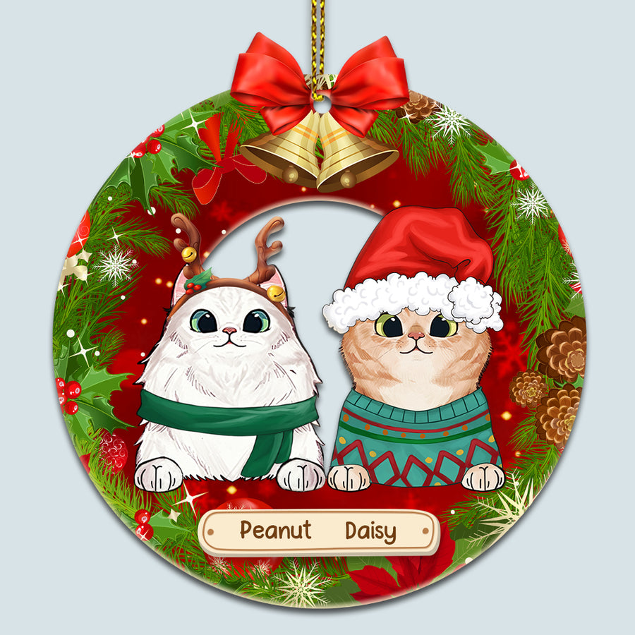 89Customized Christmas Cat Lovers Personalized One Sided Ornament