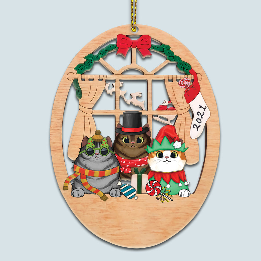 89 Customized Christmas Window Cats-Personalized Ornament