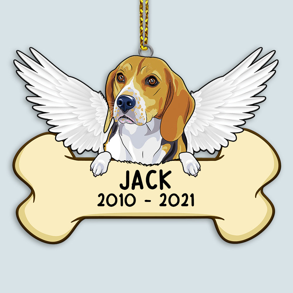 89Customized Dog Memorial Angel Dog With Bone Ornament