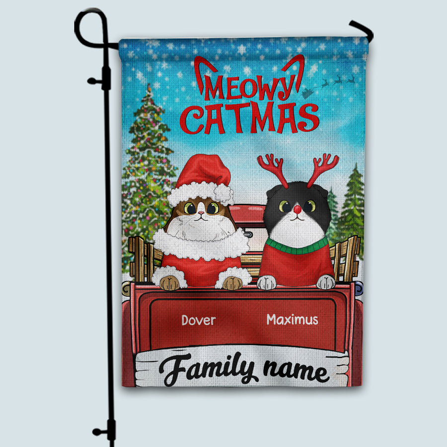 89Customized Meowy Catmas Personalized Garden Flag