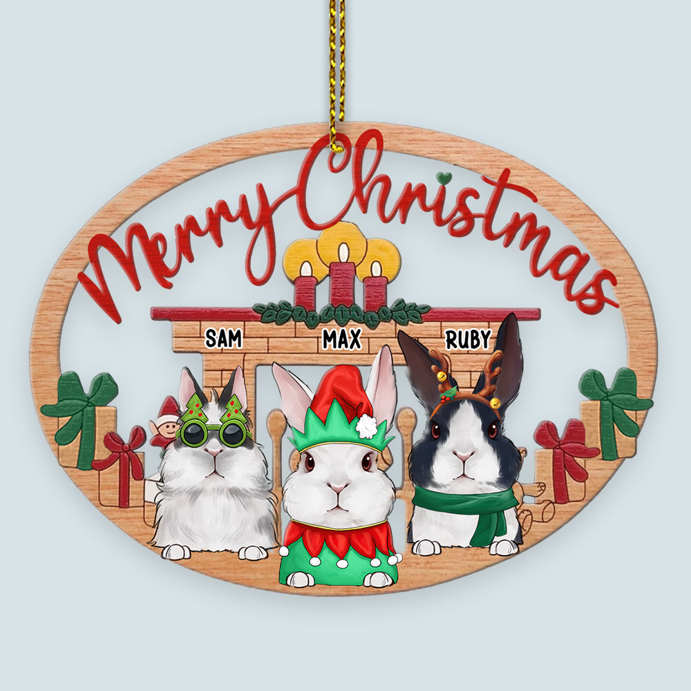 89Customized Merry Christmas Rabbit Lovers Personalized Ornament