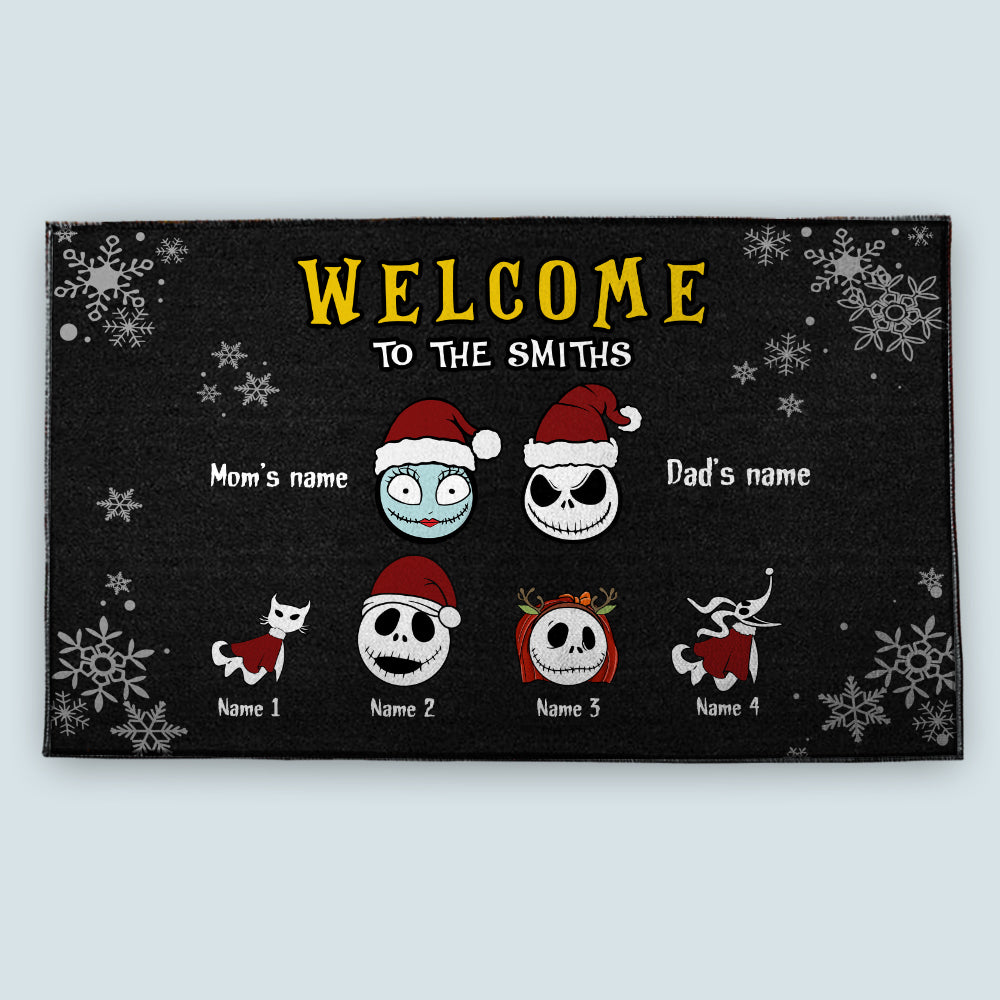 89Customized Welcome to the nightmare family jack christmas personalized doormat