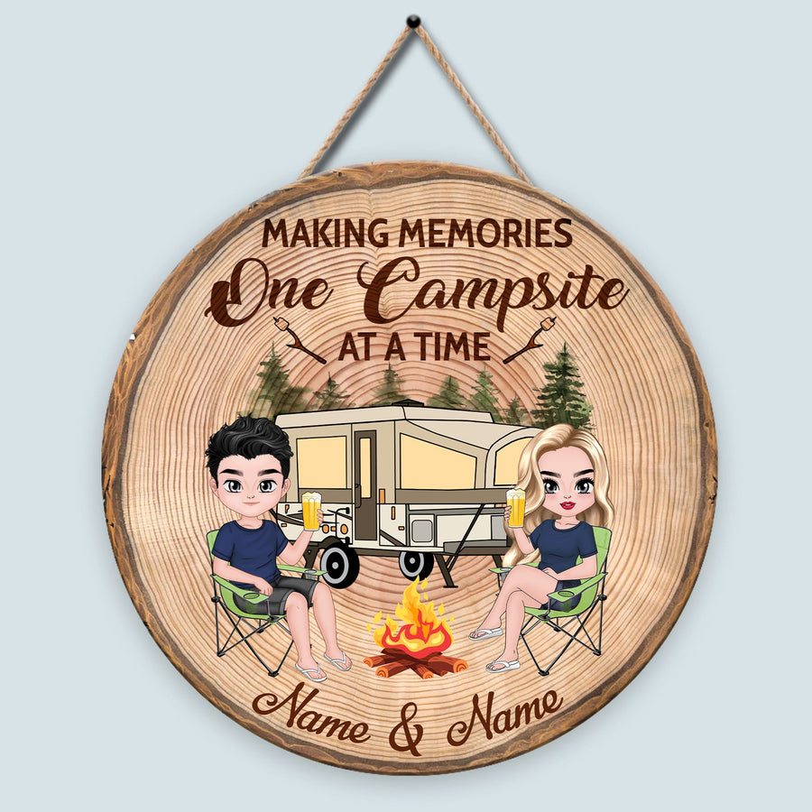 89 Customeized Making memories one campsite at a time Doll Camping Couple Ver.5 Personalized Wood Sign