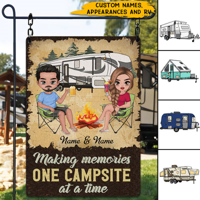 89 Customeized Making memories one campsite at a time Doll Camping Couple Ver.4 Personalized Metal Sign