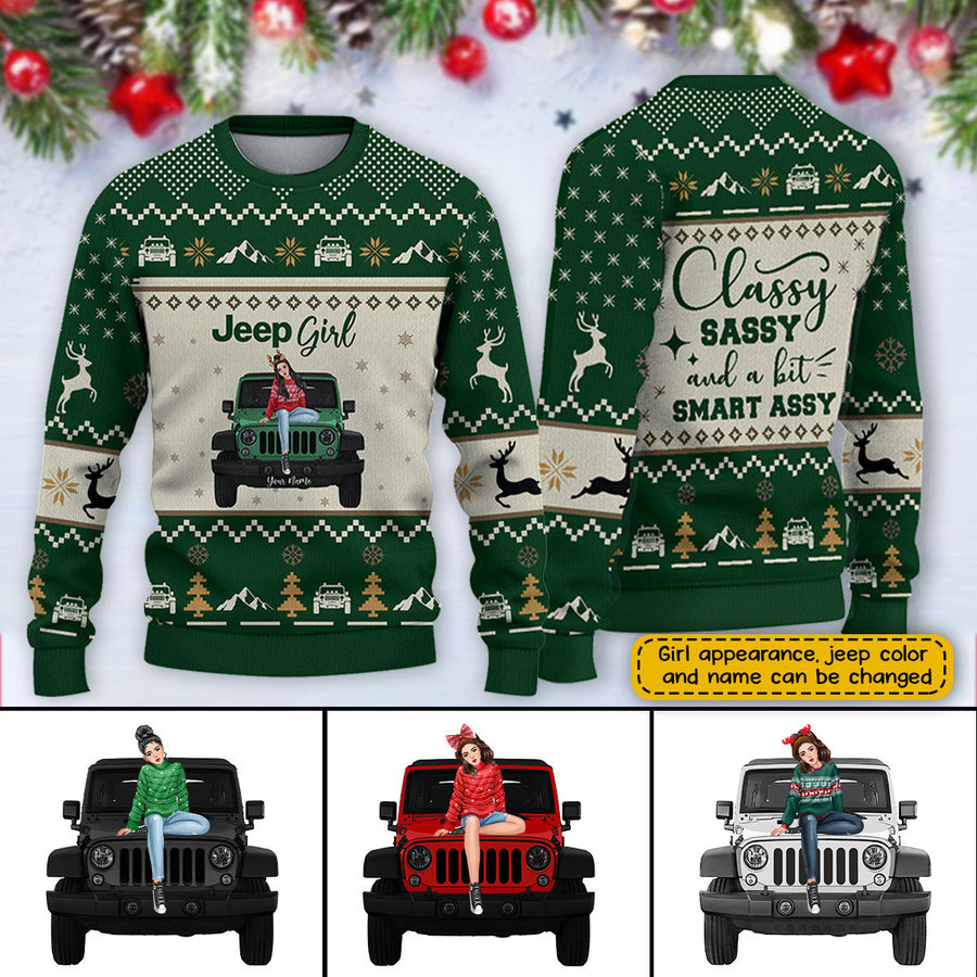 89Customized Jeep girl classy sassy and a bit smart assy 4 Customized Ugly Sweater