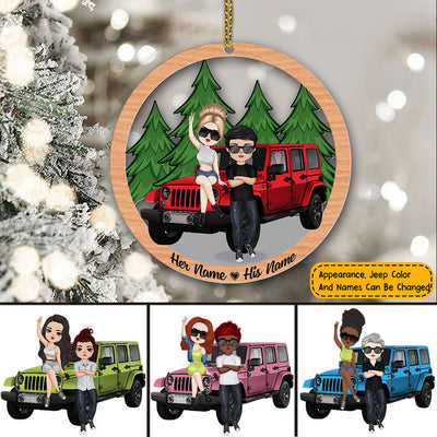 89Customized Jeep Couple Personalized Ornament