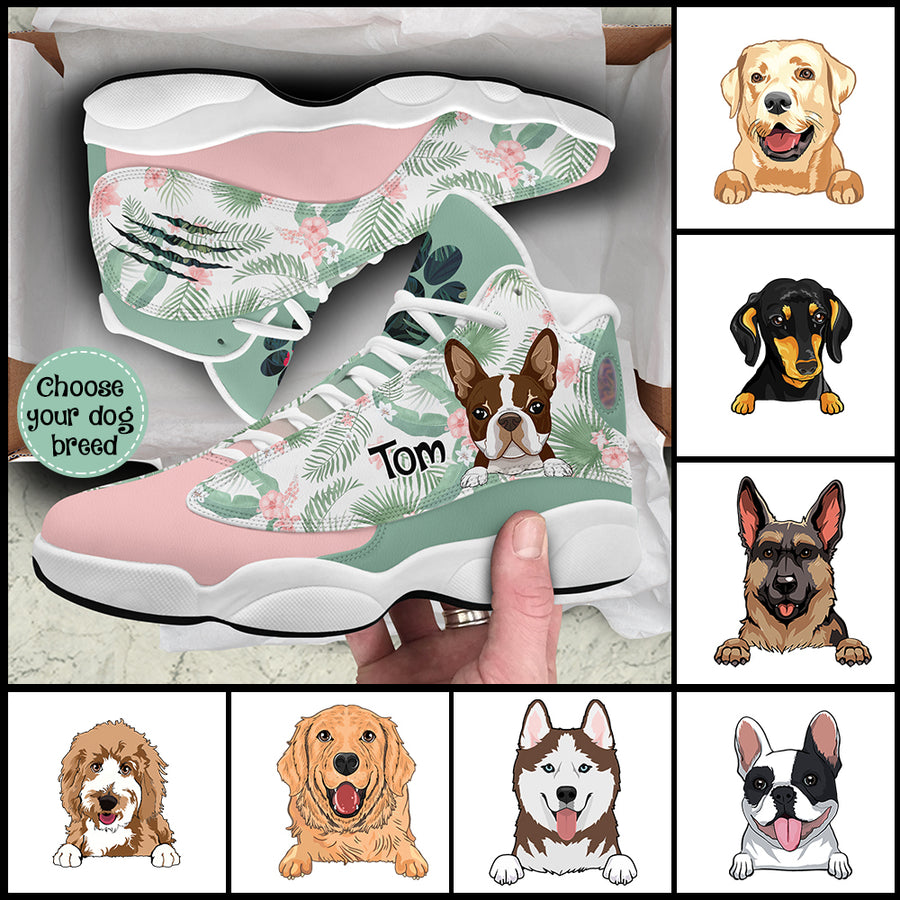 89Customized Funny Dog Tropical Pattern Customized White Air JD13 Shoes
