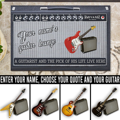 89Customized A guitarist and the pick of his/her life live here personalized doormat
