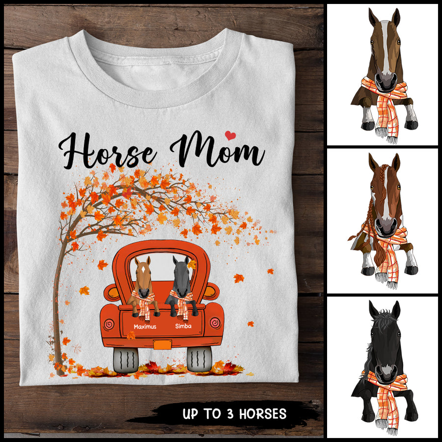 89Customized Fall Season Horse Mom Personalized Shirt