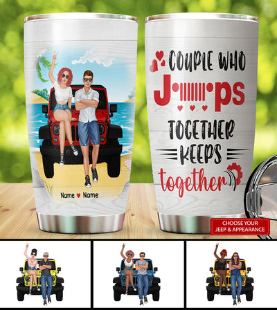 89Customized The Couple Who Jeeps Together Keeps Together Personalized Tumbler
