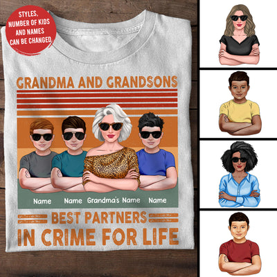 89Customized Grandma and grandson Best partners in crime for life Tshirt