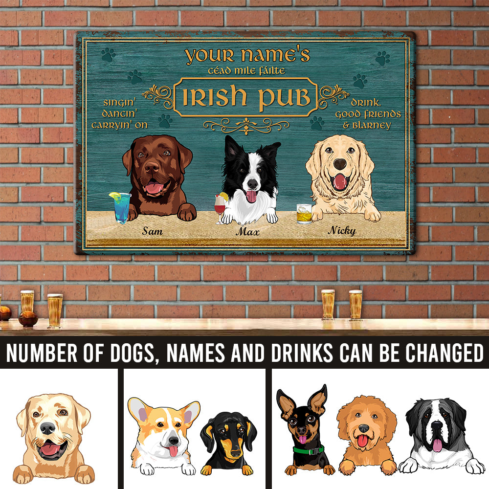 89Customized Dogs Irish Pub Personalized Printed Metal Sign