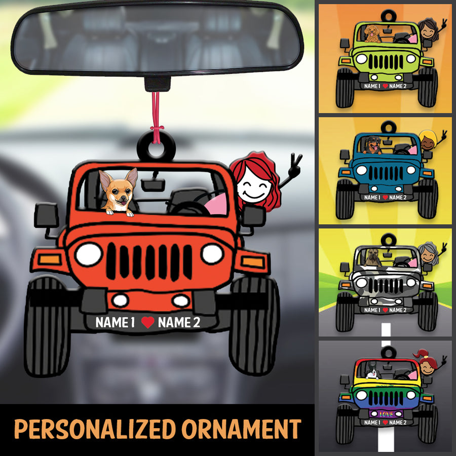 89Customized Personalized Ornament Jeep Girl Dog