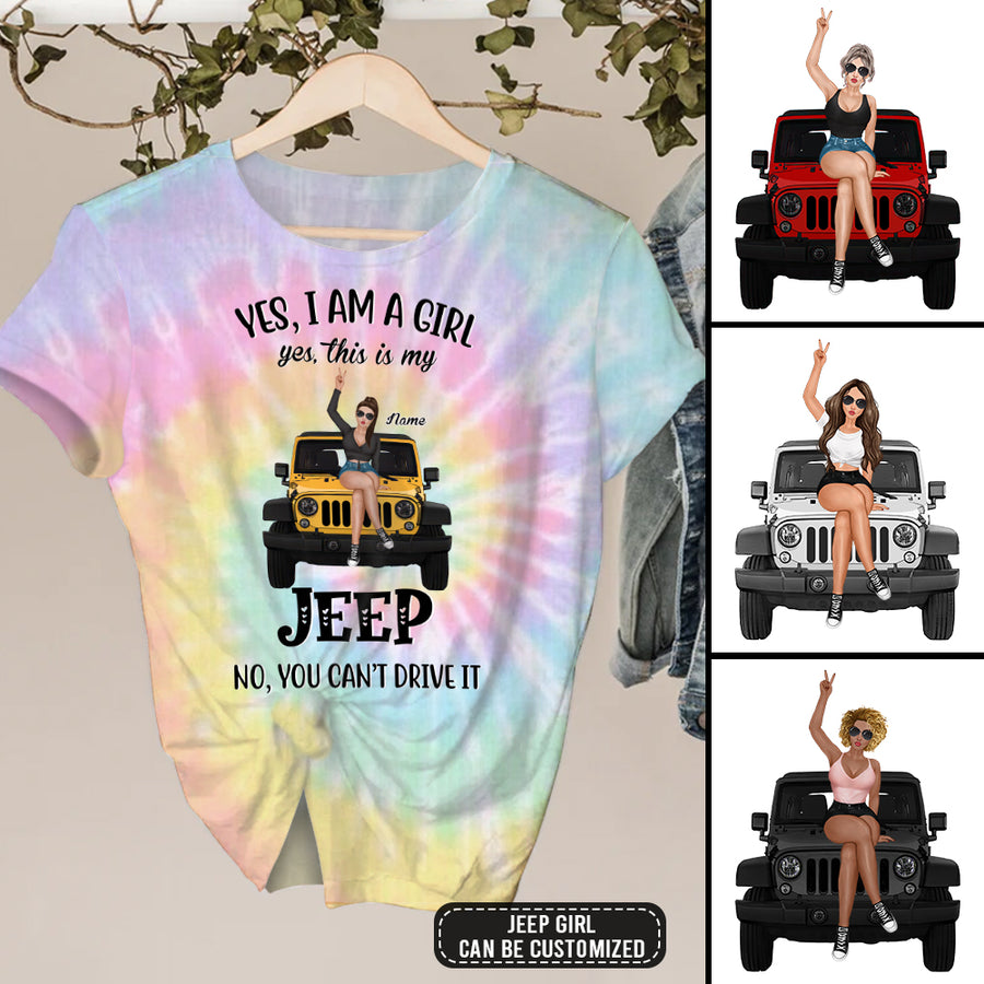 89Customized Tie dye Jeep girl no you can't drive it Customized 3D fullfilled Shirt