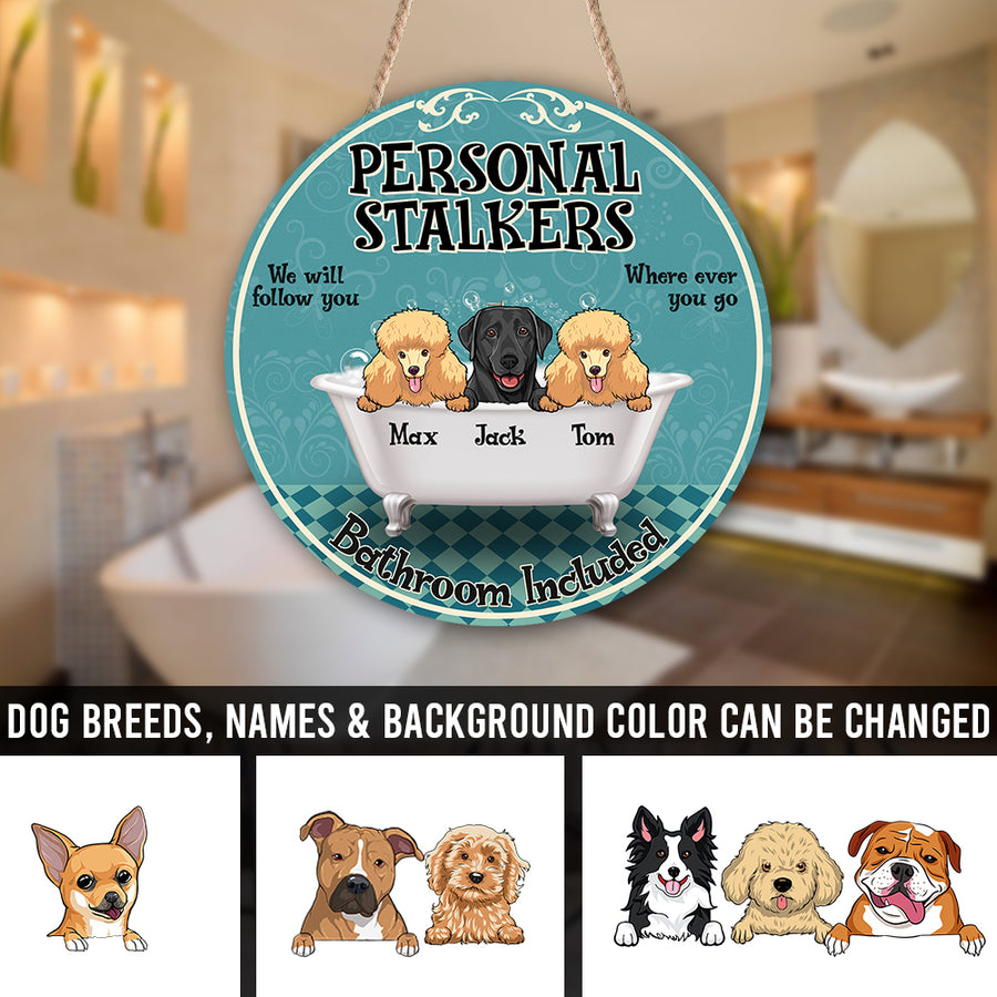 89Customized Personalized Wood Sign Bathroom Personal Stalker Dog