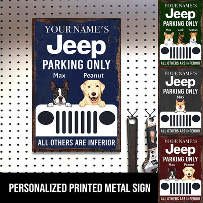 89Customized Personalized Printed Metal Sign Jeep Parking Dog