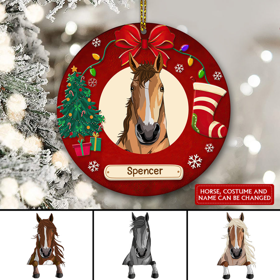 89Customized Christmas Horses Personalized One Sided Ornament